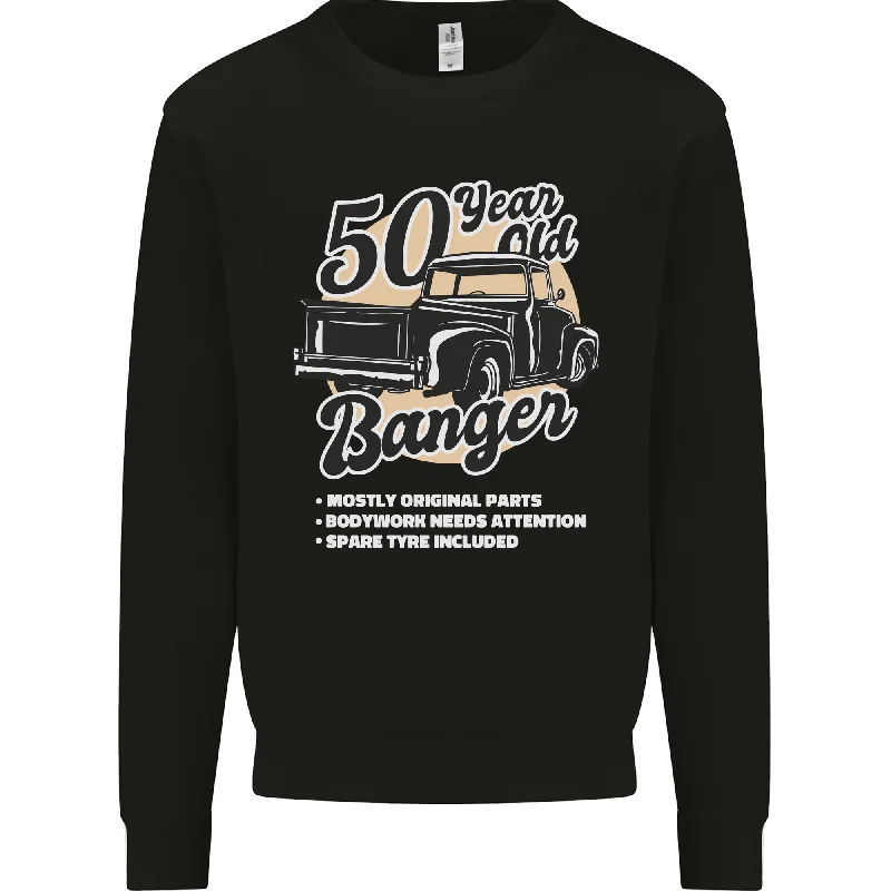 50th Birthday Sweatshirt for Men - Vintage 1971 50 Years Anniversary Jumper Hoodie with V-Neck Classic Versatile
