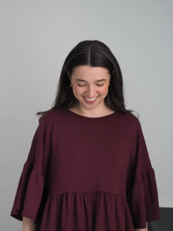 Eloisa Blouse Dark Red Feminine Ruffle Blouse