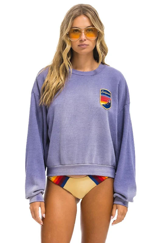 CALIFORNIA SKIER PATCH RELAXED CREW SWEATSHIRT - FADED GRAPE Hoodie with High Neck Warm Protective CALIFORNIA SKIER PATCH RELAXED CREW SWEATSHIRT - FADED GRAPE Hoodie with High Neck Warm Protective