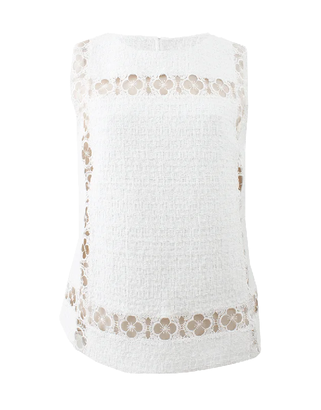 Clover Lace Trim Blouse Chic Ruffle Blouse