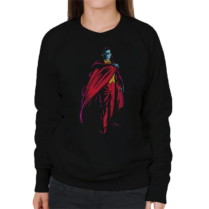 Dracula Cape Pose Dark Blood Illustration Women's Sweatshirt Hoodie with Batwing Sleeves Loose Dramatic Dracula Cape Pose Dark Blood Illustration Women's Sweatshirt Hoodie with Batwing Sleeves Loose Dramatic