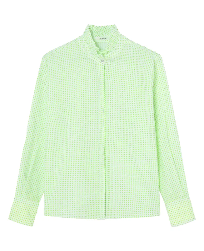 Dot Blouse - Green Casual Relaxed Fit Blouse