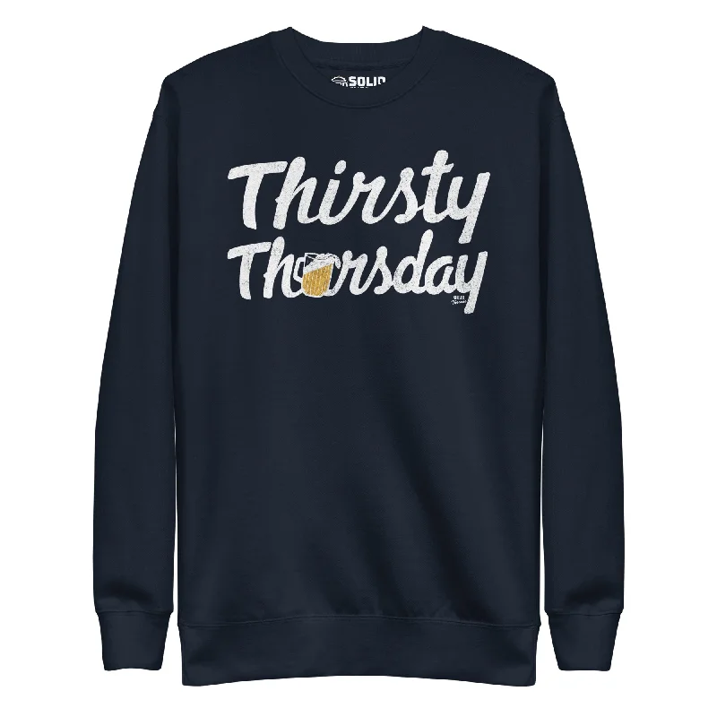 Thirsty Thursday Classic Fleece Sweatshirt Hoodie with Front Slit Layering Stylish