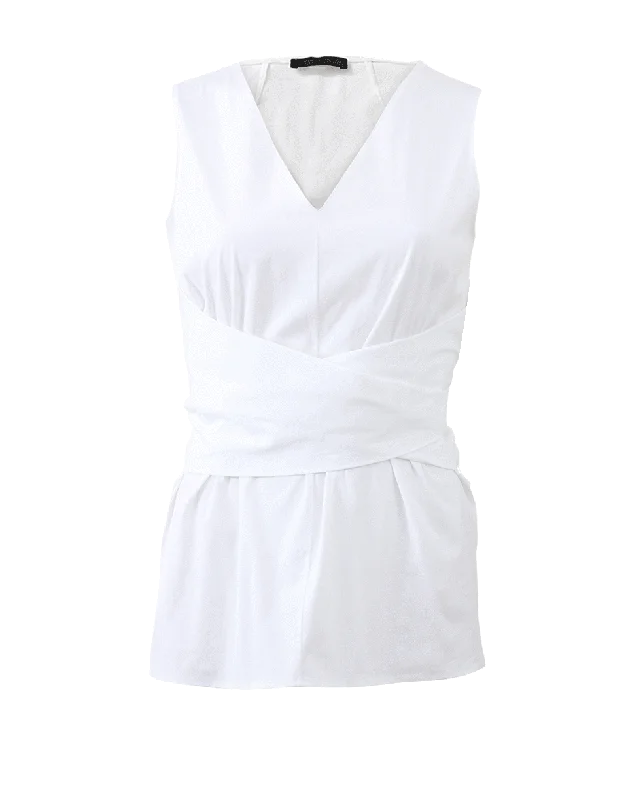 Vaul Tie Waist Blouse Airy Cotton Blouse