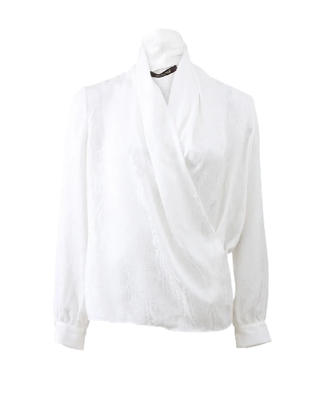 Crossover Blouse Sheer Mesh Blouse