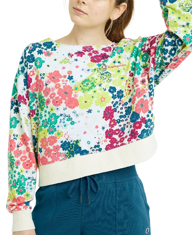 Champion Womens Campus Floral Print Sweatshirt Hoodie with Strings Custom Fit Adjustable Champion Womens Campus Floral Print Sweatshirt Hoodie with Strings Custom Fit Adjustable