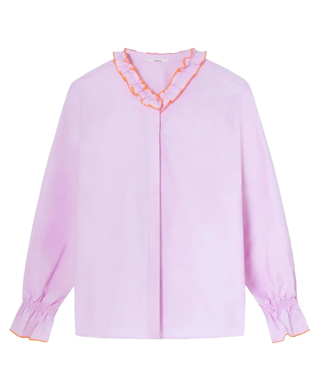 Frill Collar Blouse - Pink Modern Work Blouse