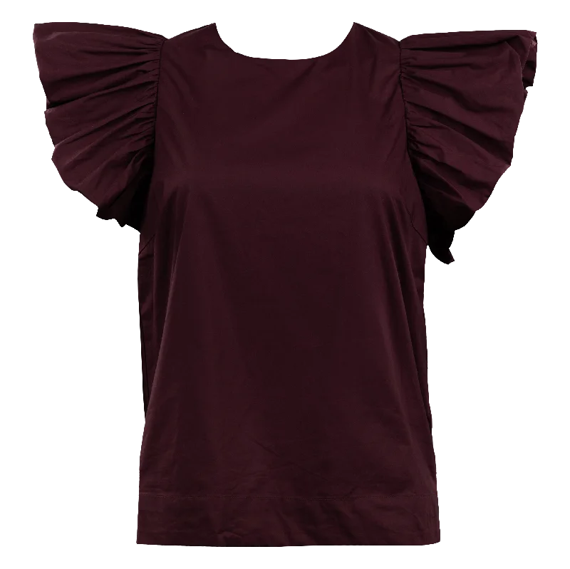 Maroon Puff Sleeve Blouse Modern Work Blouse