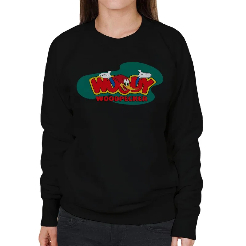 Woody Woodpecker Arms Through Os Logo Women's Sweatshirt Hoodie with High-Low Hem Asymmetrical Trendy Woody Woodpecker Arms Through Os Logo Women's Sweatshirt Hoodie with High-Low Hem Asymmetrical Trendy