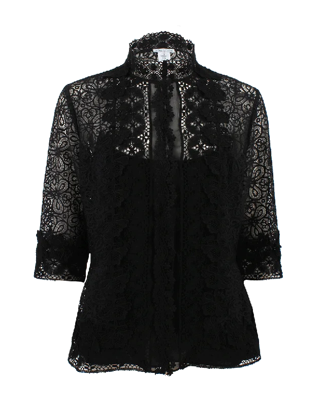 Snap Lace Blouse And Cami Delicate Pleat Blouse