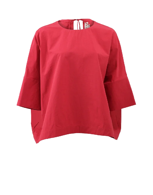 Keyhole Tie Back Blouse Satin Bow Blouse