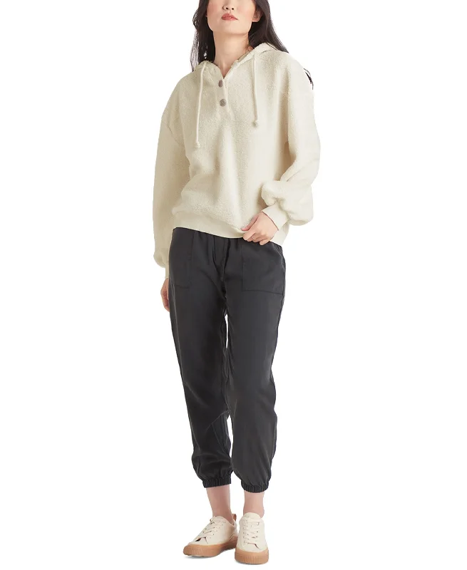 Black Tape Sherpa Hoodie Hoodie with High-Low Hem Asymmetrical Trendy