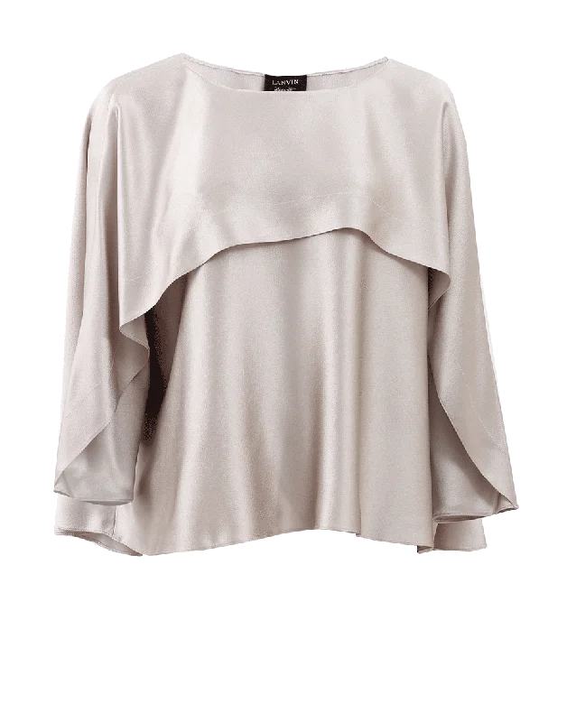 Overlay Blouse Collared Satin Blouse