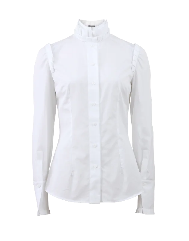Box Pleat Poplin Blouse Wrap Front Blouse