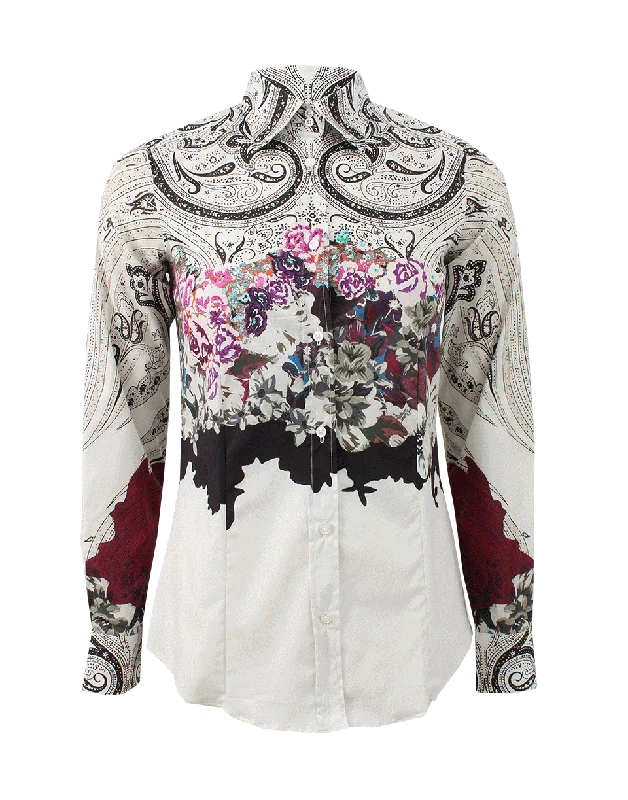 Paisley Detail Stretch Blouse Sleeveless Chiffon Blouse