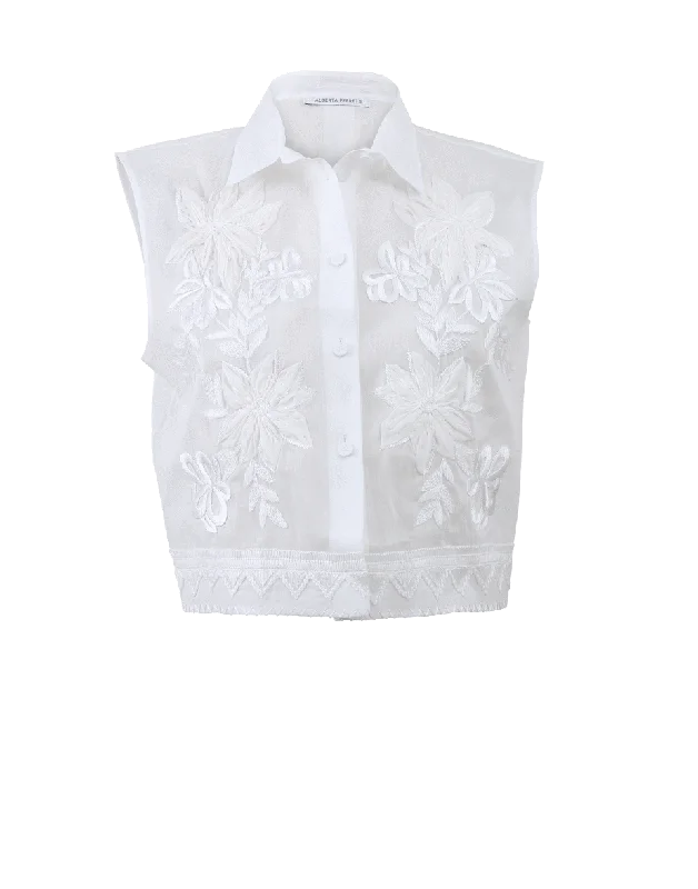 Voile Cropped Blouse Business Casual Blouse
