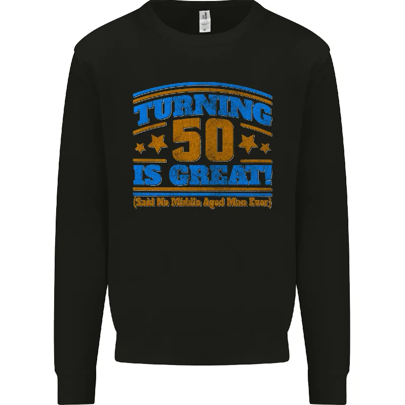 50th Birthday Turning 50 Is Great Year Old Mens Sweatshirt Jumper Hoodie with Zipper Placket Modern Functional 50th Birthday Turning 50 Is Great Year Old Mens Sweatshirt Jumper Hoodie with Zipper Placket Modern Functional