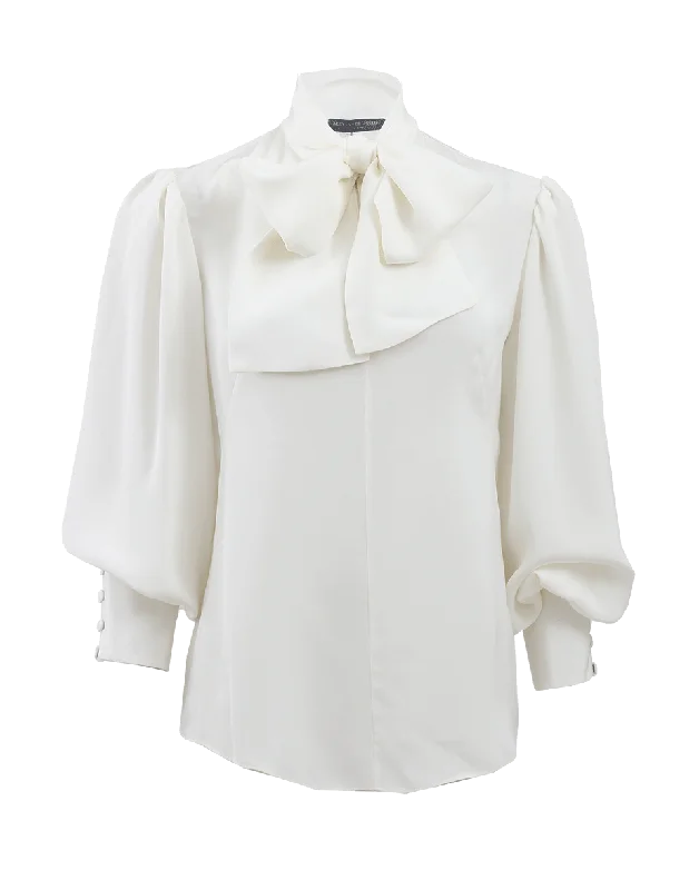 Oversized Blouse With Necktie Sweetheart Neck Blouse