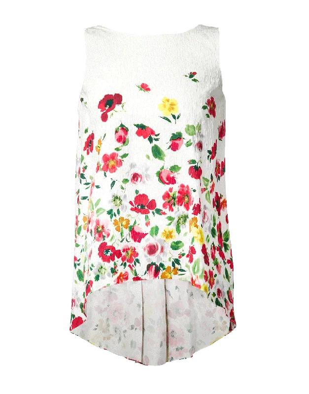 Watteau Back Floral Blouse Chic Wrap Blouse