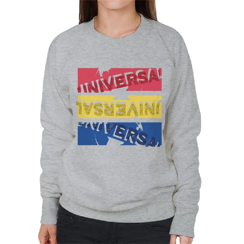 Universal Pictures Red Yellow Blue Logo Women's Sweatshirt Hoodie with Snap Buttons Easy Quick Universal Pictures Red Yellow Blue Logo Women's Sweatshirt Hoodie with Snap Buttons Easy Quick
