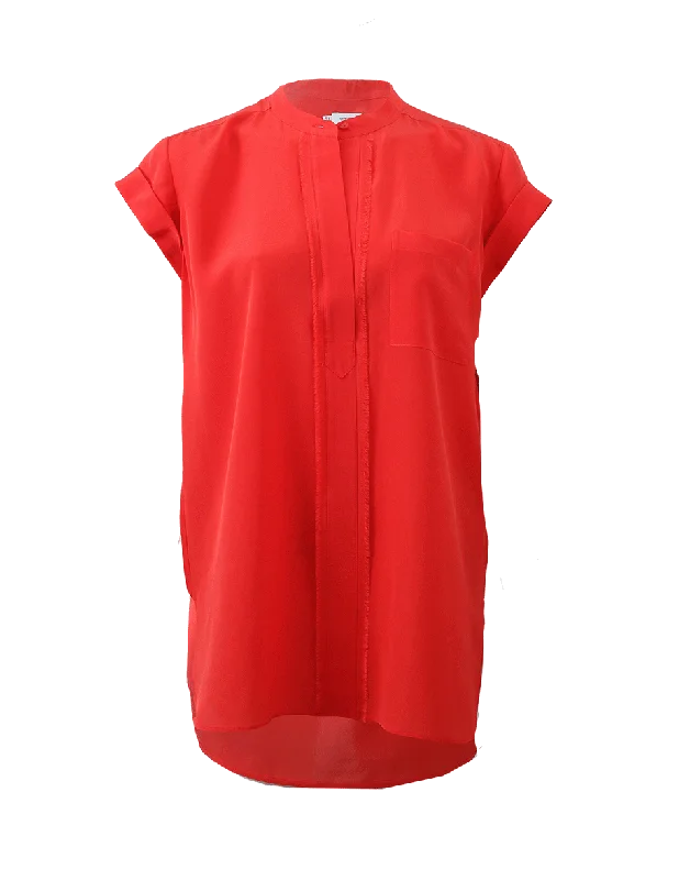 Frayed Edge Blouse Feminine Tie Blouse