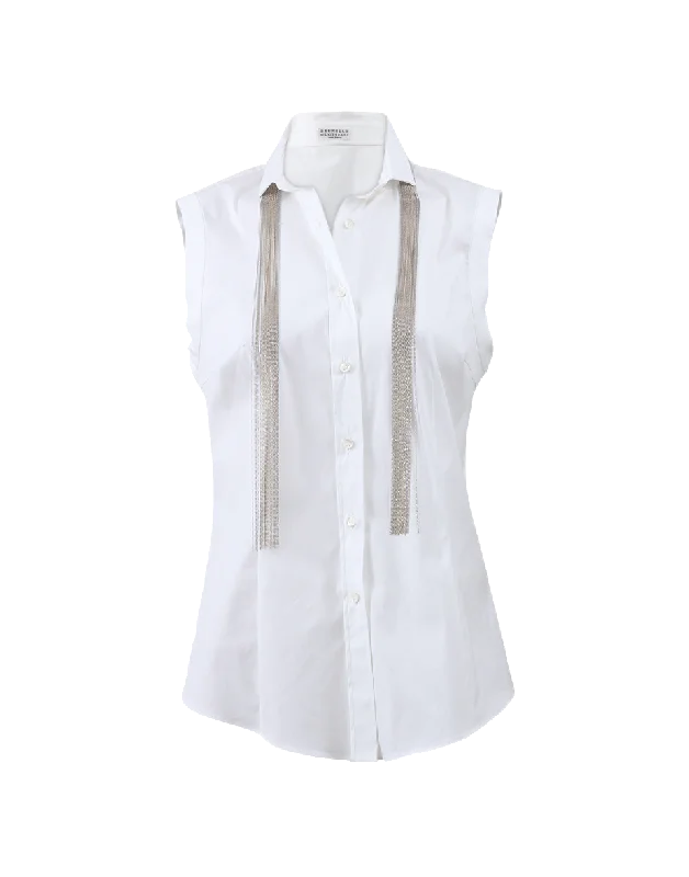 Detachable Monili Poplin Blouse Vintage Lace Blouse