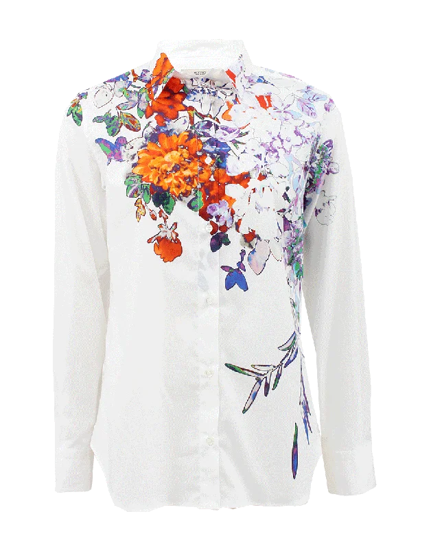 Long Sleeve Floral Print Blouse Puff Sleeve Blouse