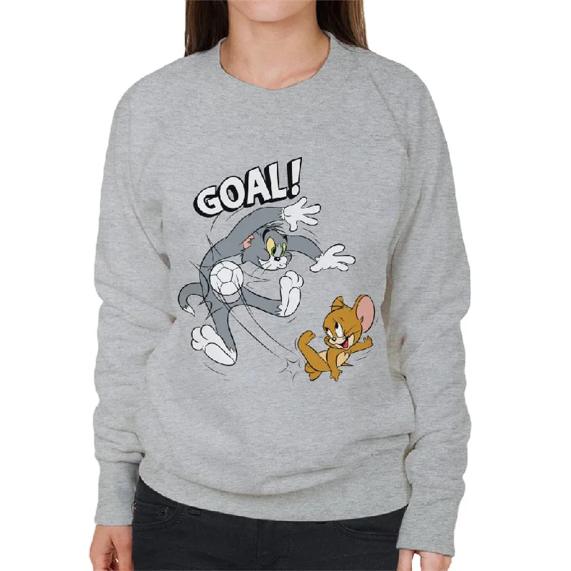 Tom and Jerry Football Goal Women's Sweatshirt Hoodie with Drawstring Waist Adjustable Fitted