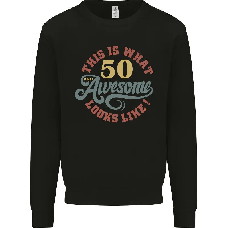50th Birthday Sweatshirt for Men - Classy 50-Year-Old Looks Stunning Hoodie with Cuffed Sleeves Snug Secure