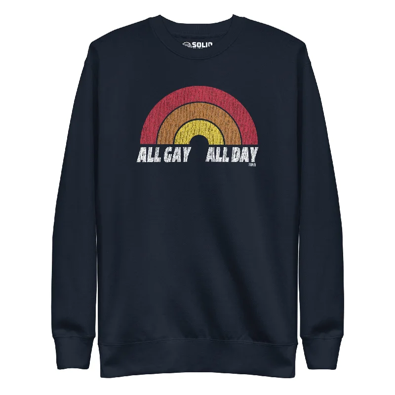 All Gay All Day Classic Fleece Sweatshirt Hoodie with Set-In Sleeves Structured Classic All Gay All Day Classic Fleece Sweatshirt Hoodie with Set-In Sleeves Structured Classic