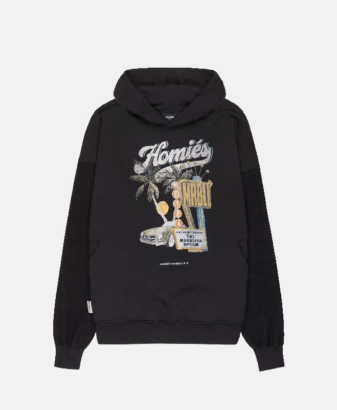 MRBLL MOTEL HOODIE BLACK Hoodie with Turtle Neck Cozy Winter