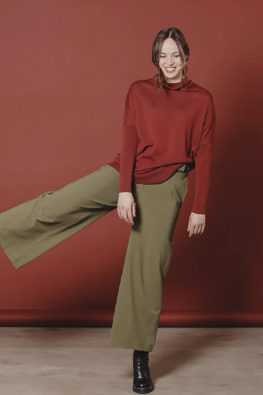 Noemi Merino Wool Blouse Brick Red Feminine Tie Blouse