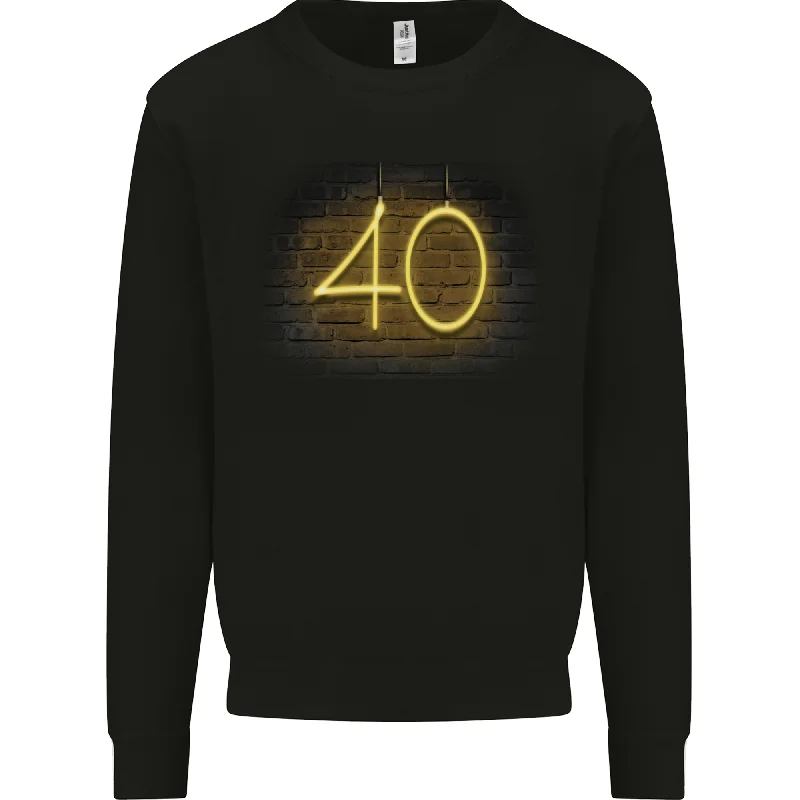 40th Birthday Neon Lights 40 Year Old Mens Sweatshirt Jumper Hoodie with Cropped Fit Short Trendy