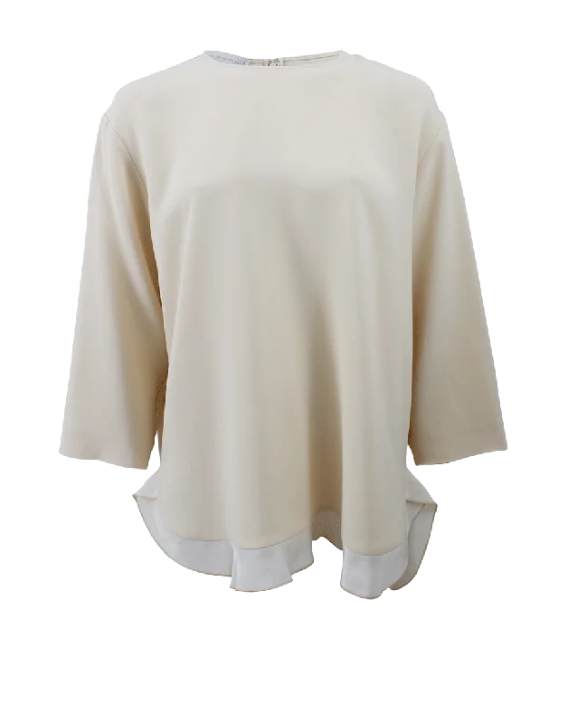 Ruffle Trim Blouse Casual Relaxed Fit Blouse