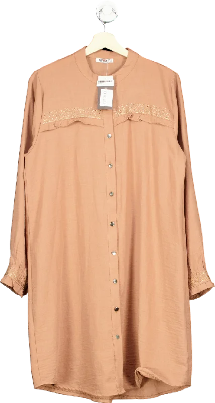 IMAJBUTIK Collection Mink Plus Size stoned linen tunic blouse UK XXL Elegant Office Blouse