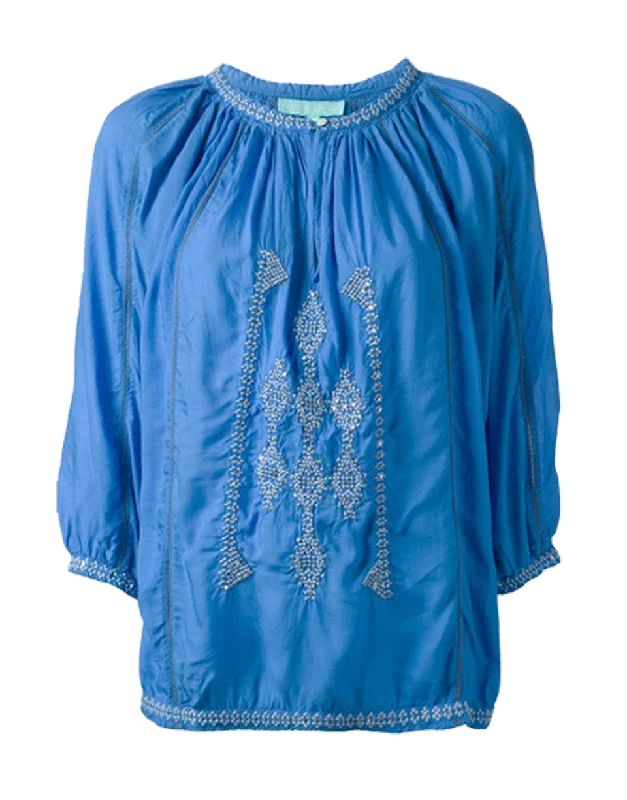 Ange Embroidered Blousey Tunic Polished Work Blouse
