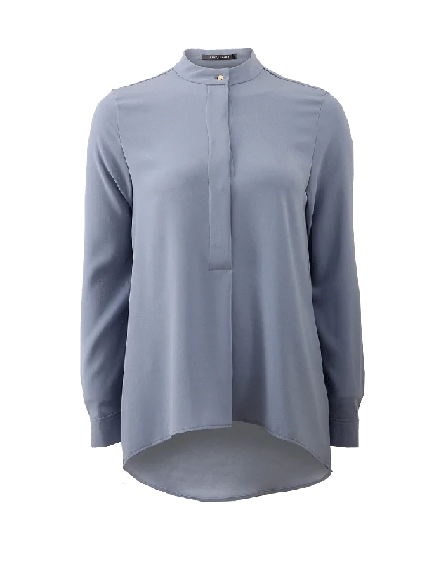 Button Tunic Blouse Drape Neck Blouse
