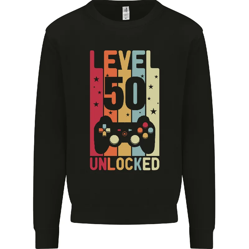 50th Birthday Level Up Gaming Mens Sweatshirt Jumper - 50 Year Old Gamers Gift Hoodie with Oversized Fit Loose Comfortable 50th Birthday Level Up Gaming Mens Sweatshirt Jumper - 50 Year Old Gamers Gift Hoodie with Oversized Fit Loose Comfortable