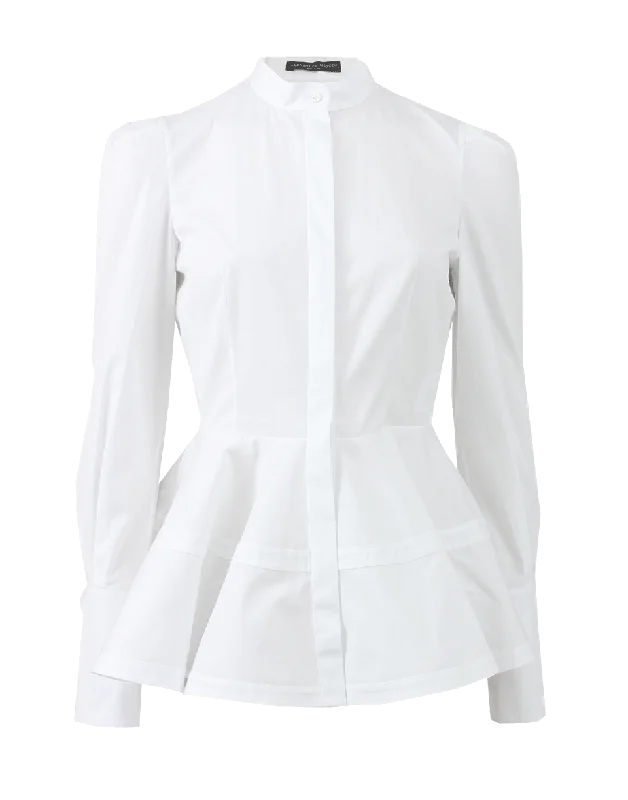 Button Peplum Blouse Smart Casual Blouse