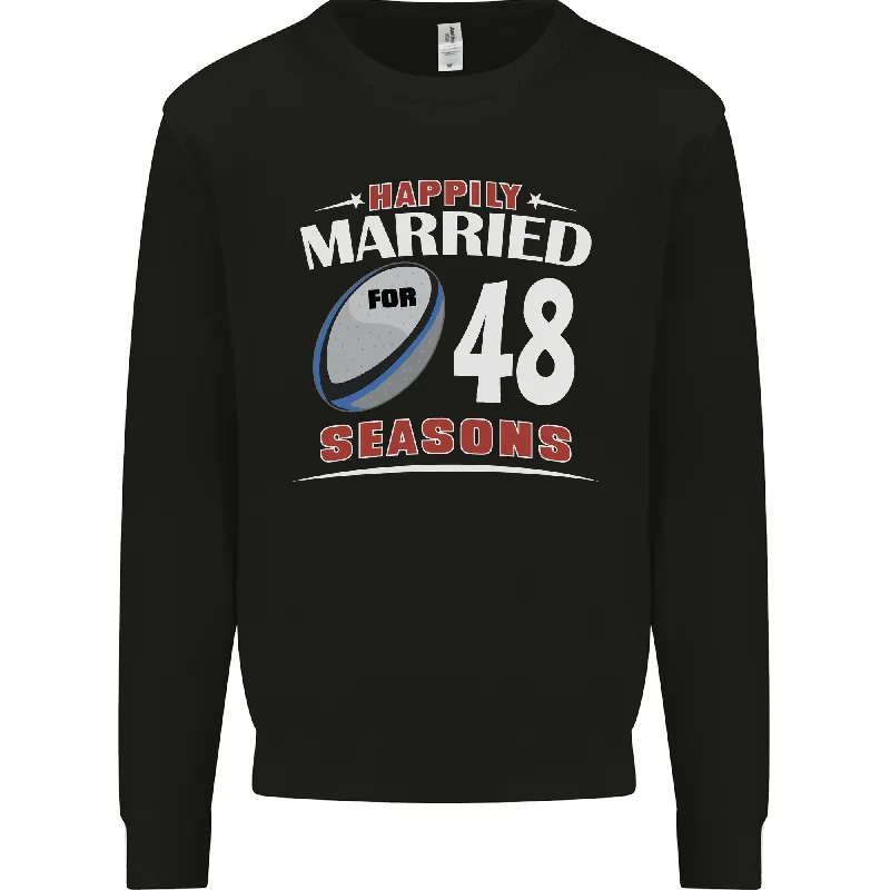 48 Year Wedding Anniversary 48th Rugby Mens Sweatshirt Jumper Hoodie with Drawcord Adjustable Secure