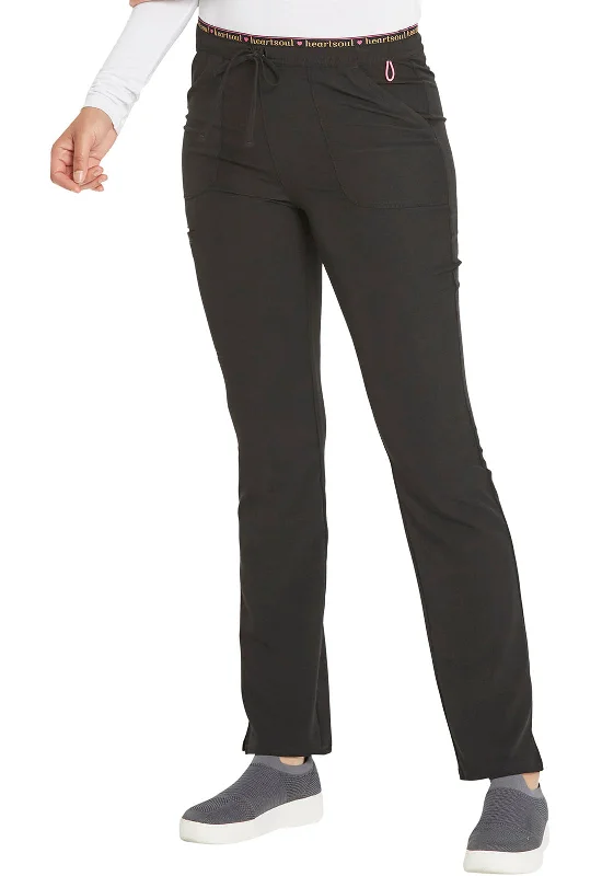 Heartsoul Mid Rise Tapered Leg Drawstring Scrub Pants Casual Skinny Fit Pants
