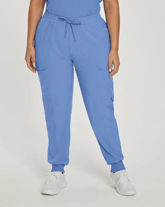 White Cross Fit Elastic Waist Jogger Scrub Pants Classic Chino Pants
