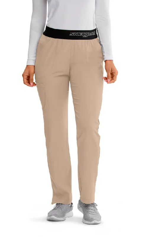 Skechers Tall Vitality Elastic Logo Waistband Scrub Pants Modern Stretch Trousers