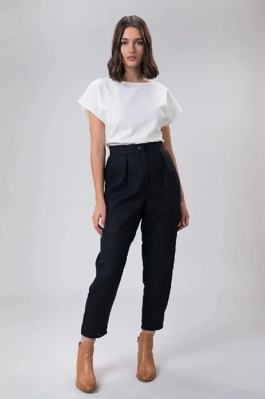Black Linen Pants Ada By Wilga Clothing Comfortable Wide-Leg Pants