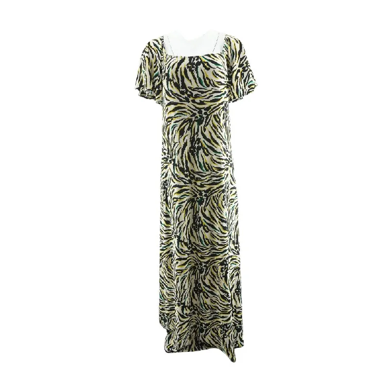 Black Animal Print Maxi Dress Trendy Fit-and-Flare Maxi Dress
