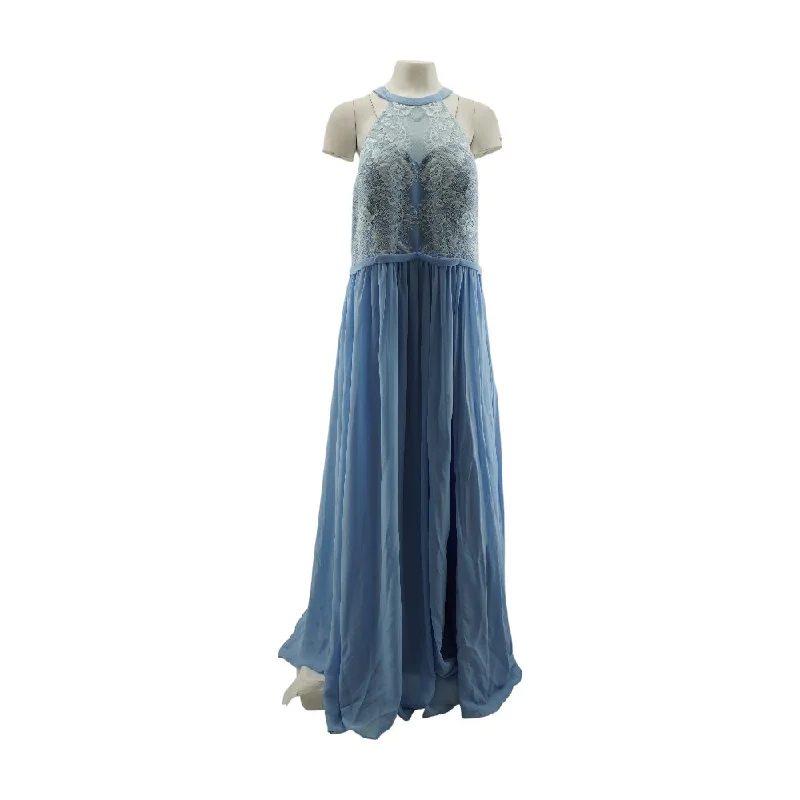 Blue Solid Maxi Dress Trendy Button Front Maxi Dress