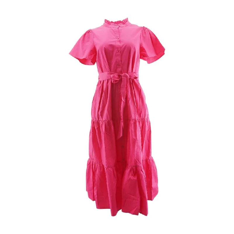 Pink Solid Maxi Dress Trendy A-Line Maxi Dress