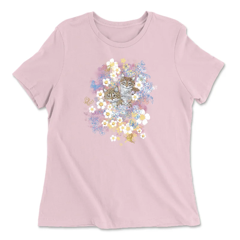 Garden Kitties Women's Jersey T-Shirt Spandex Blend Rayon Blend Denim Blend