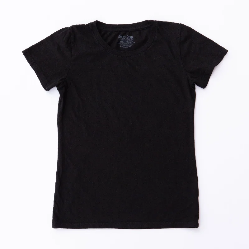 Women's Overdyed Black T-Shirt Zippered Buttoned Snapped
