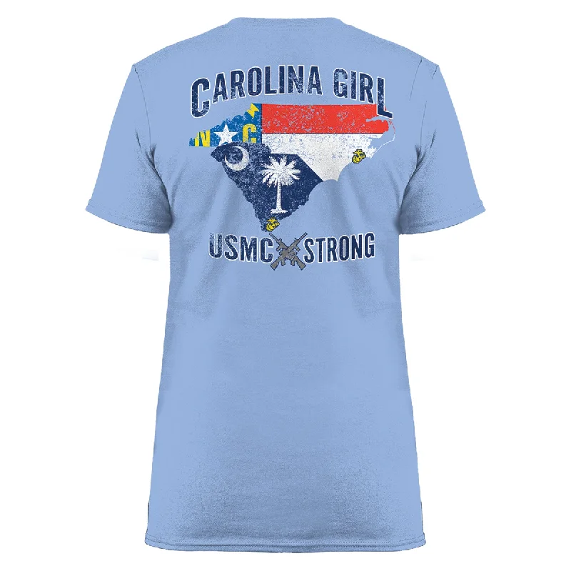 USMC 'Carolina Girl' 7.62 Design Women's T-Shirt Striped Floral Plaid